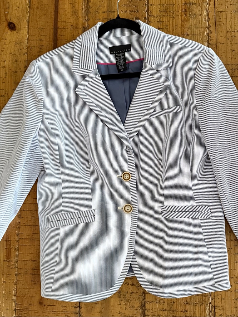 attention Light Blue Pinstripe Blazer Jacket - Picture 2 of 7
